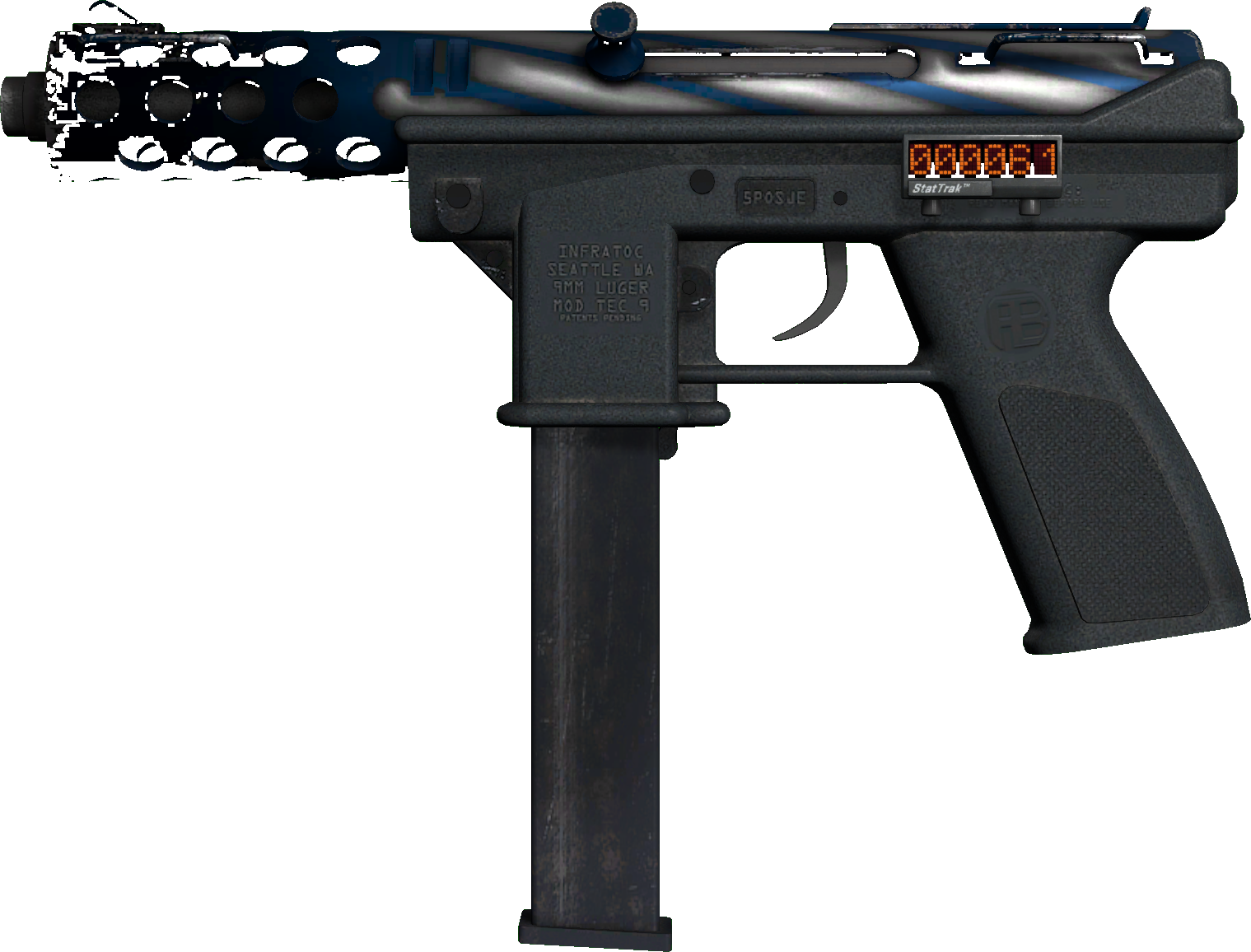 Playside of skin StatTrak™ Tec-9 | Titanium Bit