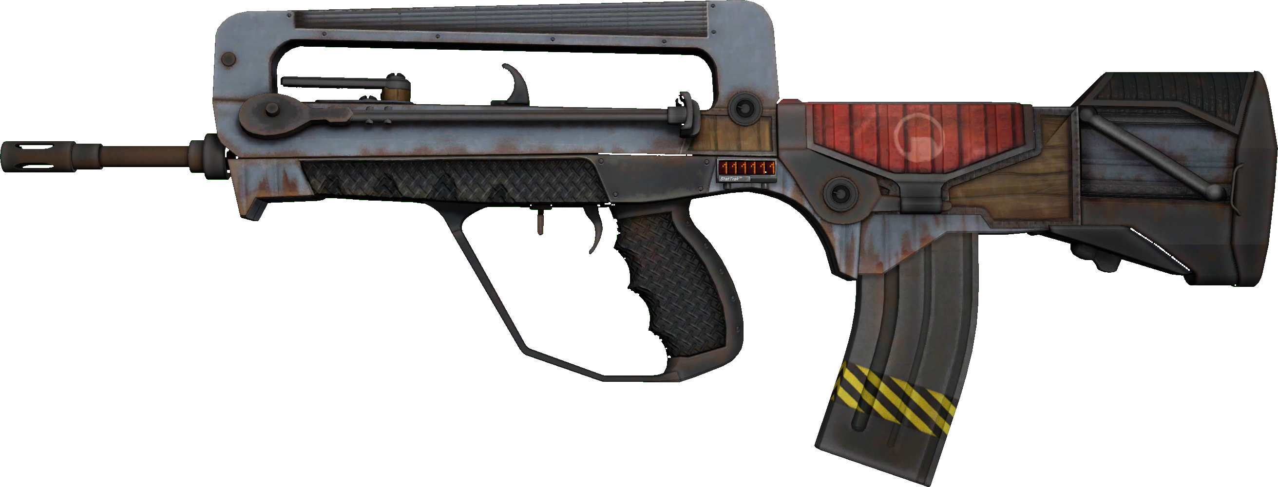 Playside of skin StatTrak™ FAMAS | Decommissioned