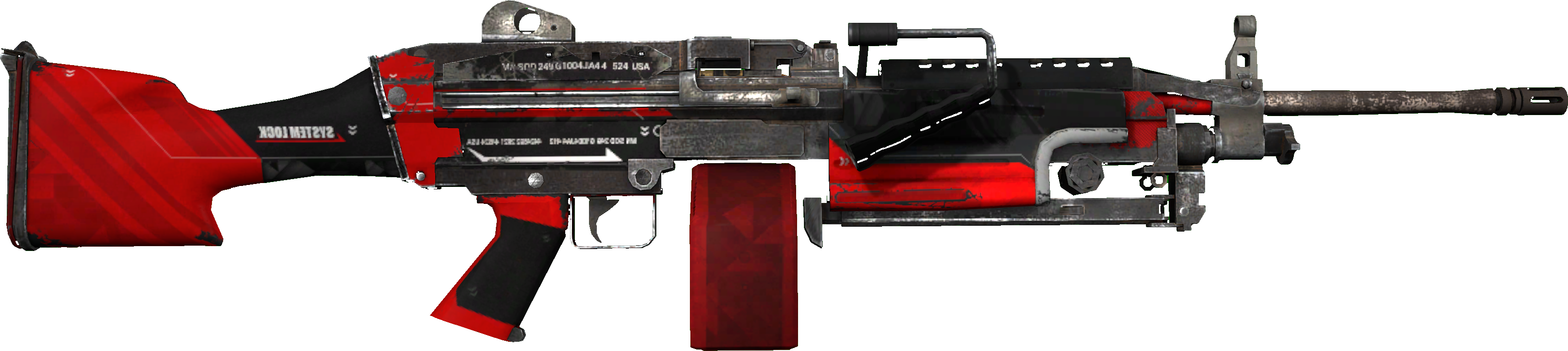 Backside of skin StatTrak™ M249 | System Lock